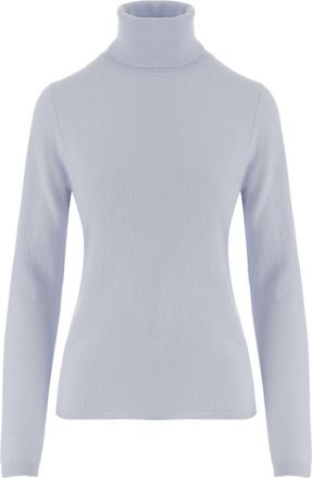 Allude Light Blue Ribbed Turtleneck Cashmere Sweater