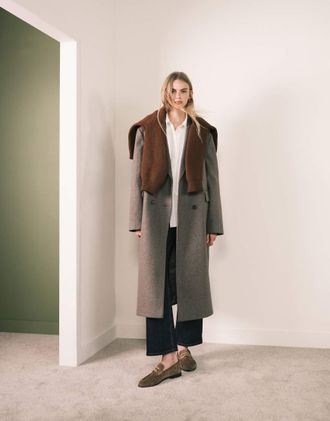 Asos Cappotto dad oversize color fungo m&eacute;lange-Marrone