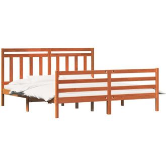 vidaXL Bed Frame with Headboard Wax Brown 180 x 200 cm vidaXL