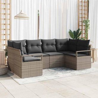 vidaXL Vidaxl - Conjunto De Sof&aacute; De Jard&iacute;n Con Coj&iacute;n 6 Pcs Gris