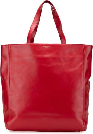 Saint Laurent Red Color Suede Leather Tote Bag (Pre-Owned)