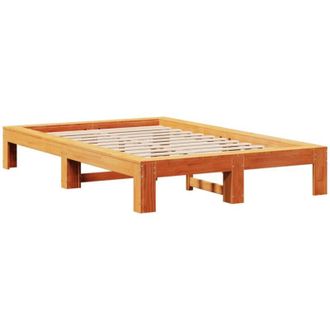 vidaXL Vidaxl - Cama Sin Colch&oacute;n Madera Maciza De Pino Marr&oacute;n Cera 120x200 Cm