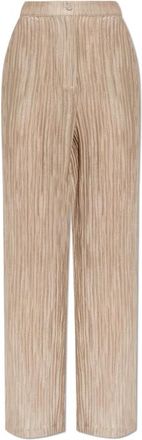 Emporio Armani Sprankelende Geplooide Crepon Broek - Dames - Wijde Broeken - Beige - S - Broeken