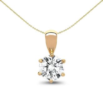 Jewelco London 18ct Gold 0.25ct Diamond Classic Solo Solitaire Pendant - 18P001-025
