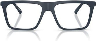 Emporio Armani 54mm Square Optical Glasses in Matte Blue /Clear at Nordstrom
