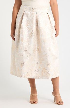 Sugarlips Lola Jacquard Pleated Midi Skirt in Champagne at Nordstrom, Size 1 X