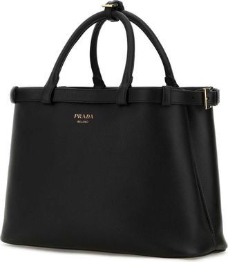 Prada Womens Black Leather Medium Prada Buckle Handbag Nero Calfleather Borse A Mano Bag