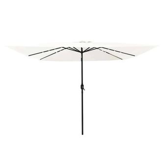 Berkfield Home Square Garden Parasol with LED Lights 295x245 cm Sand White in Cream