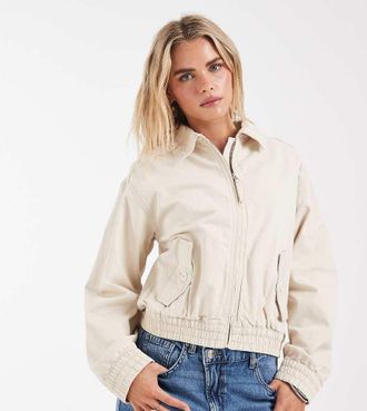 Asos Petite ASOS DESIGN Petite - Bomber color crema in cotone slavato-Bianco