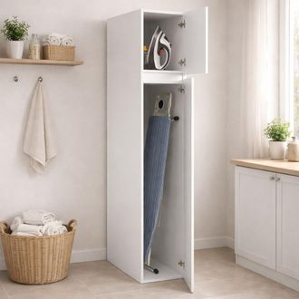 Dmora Armario Multiusos 2 Puertas Gilroy, 3 Estantes, 2 Puertas Made In Italy, Ideal Para Lavander&iacute;a, 35x195h Cm Blanco