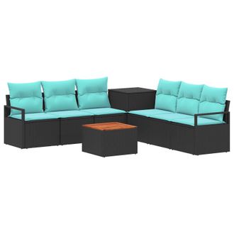 vidaXL Set Di Divani 8 Pz Nero E Blu 55 X 55 X 37 Cm Vidaxl