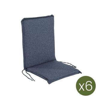 ED&Egrave;N JARD&Iacute; Pack de 6 cojines para sill&oacute;n de jard&iacute;n reclinable olefin azul