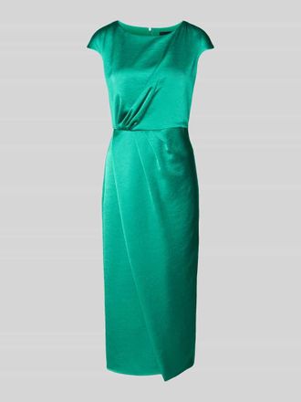 Marc Cain Midikleid aus Satin mit Drapierungen in Smaragd, Gr&ouml;&szlig;e 34