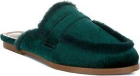 Rag & Co. Malta Faux Fur Trim Velvet Mule in Bottle Green at Nordstrom Rack, Size 5
