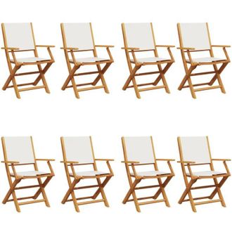 vidaXL Vidaxl - Sillas Jard&iacute;n Plegables 8 Uds Tela Madera Maciza Y Tela Crema