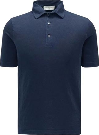 FILIPPO DE LAURENTIIS Polo de lino manga corta - Heren - Polos - Blauw - L - Linnen - Tops