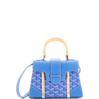Goyard Structured Saigon Top Handle Bag Coated Canvas with Leather Mini