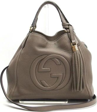 Gucci Pre-owned Tote Bags, female, Brown, Size: ONE SIZE Pre-owned GG Marmont Leather Shoulder Bag