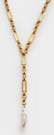 Katie Loxton Allure Waterproof Gold Pearl Lariat Necklace at Nordstrom