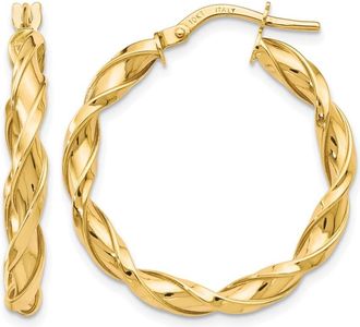 Diamond2Deal 10K Yellow Gold Round Twisted Hoop Earrings