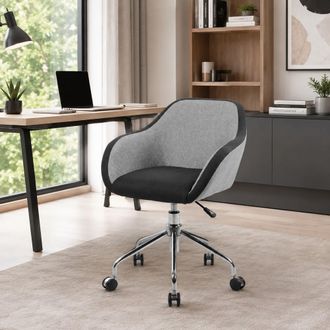 Dmora Silla De Oficina Mandurah, Sill&oacute;n De Oficina, Asiento De Oficina Ergon&oacute;mico, 56x58h77/84 Cm, Gris Y Negro - Dmora
