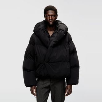 Diesel Wrap puffer jacket in stretch nylon - Winter Jackets - Man - Black