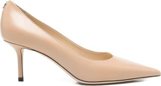 Jimmy Choo London Neutral Love 65 Pointed Calf Pumps