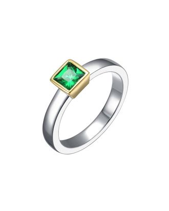 Rachel Glauber 14K Plated Cz Engagement Ring