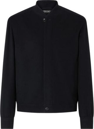 Ermenegildo Zegna Jassen, Heren, Blauw, L, Leer, Oasi Cashmere Elements Bomber