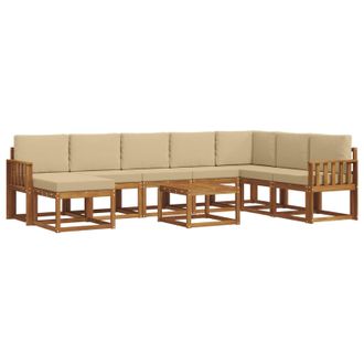 vidaXL Conjunto De Sof&aacute;s De Exterior Con Coj&iacute;n 9 Pcs Natural Y Beige Vidaxl