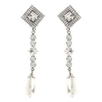 Alessandra Rich Earrings, female, Gray, Size: ONE SIZE Pendant Earrings