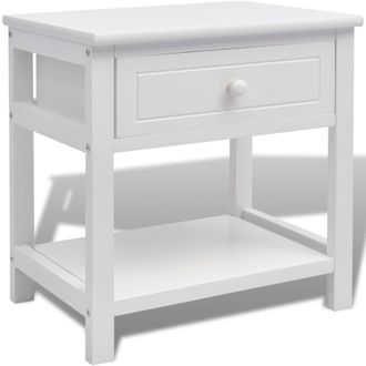vidaXL Mesita De Noche De Madera Blanca Vidaxl