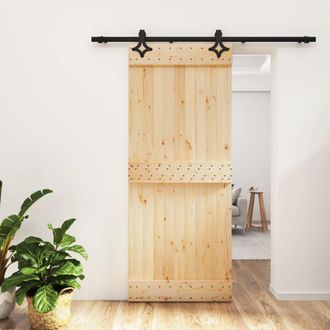 vidaXL Vidaxl - Puerta Corredera Con Herrajes Madera Maciza De Pino 85x210 Cm