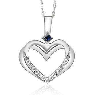 Pompeii3 Diamond Sapphire Heart Pendant Yellow White or Rose Gold Designer Veronica Wu