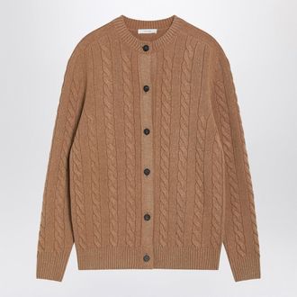 The Row Loneke Cardigan In Light Brown Wool