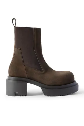 Rick Owens Beatle Bogun Exaggerated-Sole Suede Chelsea Boots