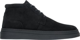 Estro & Luminara Tijdloze Minimalistische Enkellaarsjes - Heren - Veterlaarzen - Zwart - 42 EU - Leer - Schoenen