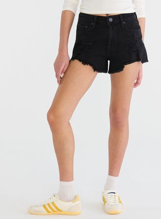 A&eacute;ropostale Vintage High-Rise Denim Shorty Shorts