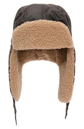Barbour Morar Waxed Faux Shearling Trapper in Rustic at Nordstrom, Size Medium