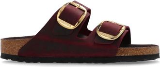 Birkenstock Bordeaux lederen slippers met dubbele band - Dames - Sandalen - Bruin - 39 EU - Leer - Schoenen