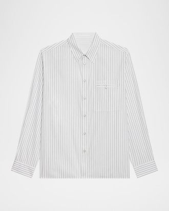 Helmut Lang Mens Relaxed-Fit Hairline Stripe Button-Down Shirt