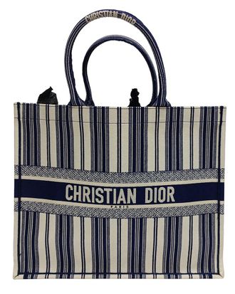 Dior Navy Blue Cotton Large Book Tote (Authentic Pre-Loved)