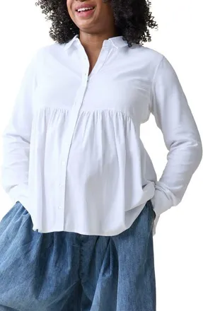Ingrid & Isabel Button-Up Peplum Maternity Top in White at Nordstrom, Size X-Small