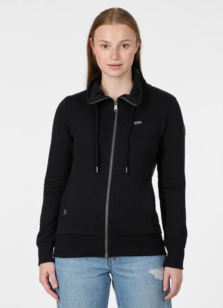 Ragwear Sweatjacke RAGWEAR RONETTE A, Damen, Gr. XXL, schwarz, angeraute Sweatware, Obermaterial: 70% Baumwolle, 30% Polyester, unifarben, normal, Rundhals, S