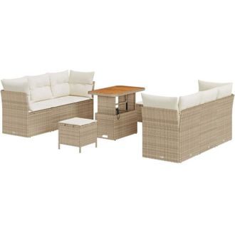 vidaXL Vidaxl - Conjunto De Sof&aacute; De Jard&iacute;n 9 Pcs Beige Y Crema 90 X 55 X 71 Cm