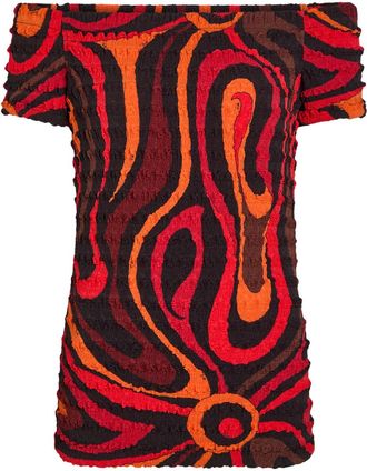 Pucci Printed Seersucker top - Orange - 44 (UK12 / M)