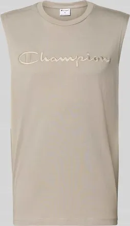 Champion Top mit Label-Stitching und Rundhalsausschnitt in Beige, Gr&ouml;&szlig;e XXL