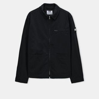 Weekend Offender Mens Caleb Service Overshirt in Black Cotton - Size X-Small