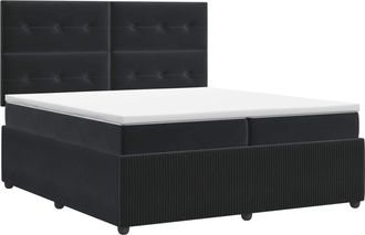 vidaXL Cama Box Spring Con Colch&oacute;n Negro 200 X 200 Cm Terciopelo Vidaxl