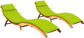 vidaXL Vidaxl - Tumbonas 2 Unidades Con Cojines Madera Maciza De Acacia
